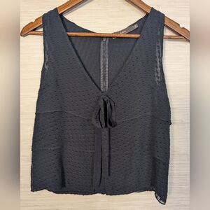 Kulson Sleeveless Georgette Tiered Top Navy Blue